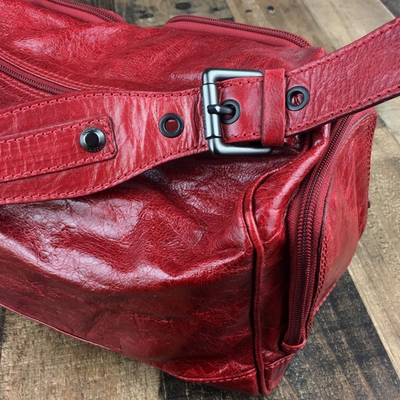 Nicoli Italian Leather Red Buckle Bag Purse - Picture 15 of 15